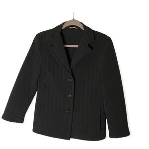 MaxMara 6 Womens Black Quilted 3 Button Puffer Long Sleeve Lined Casual Jacket